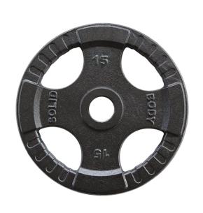 Disco olímpico hierro 4 agarres Body-Solid negro