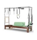 Reformer Elina Pilates Cadillac Clásico madera oscura (Color: Verde)