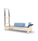 Reformer Elina Pilates Clásico Madera Natural 86'' con Torre (Color: Azul Oceano)